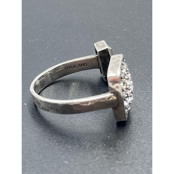 Silpada Signed Swarovski Crystal Sterling Silver 925 Adjustable Cuff Ring Sz  9 - Picture 13 of 16